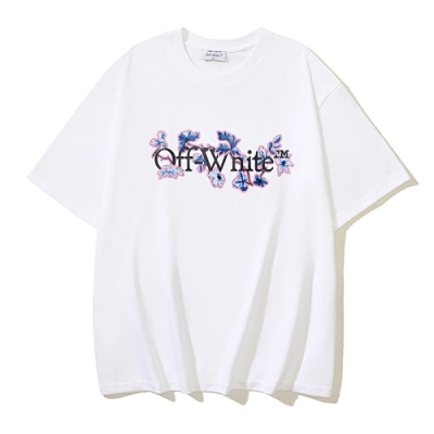 EM Sneakers OFF-WHITE Flower Letter Logo Print T-shirt #1098 Black /White 02