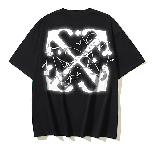 EM Sneakers OFF-WHITE Glowing floral Arrow OFF print T-shirt #1117 Black /White /Gray