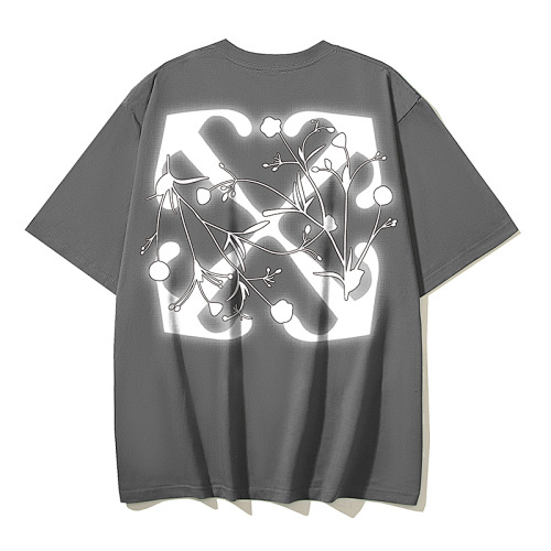 EM Sneakers OFF-WHITE Glowing floral Arrow OFF print T-shirt #1117 Black /White /Gray