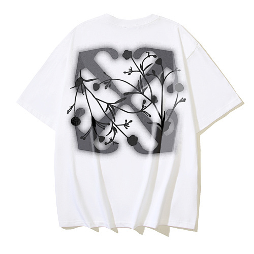 EM Sneakers OFF-WHITE Glowing floral Arrow OFF print T-shirt #1117 Black /White /Gray