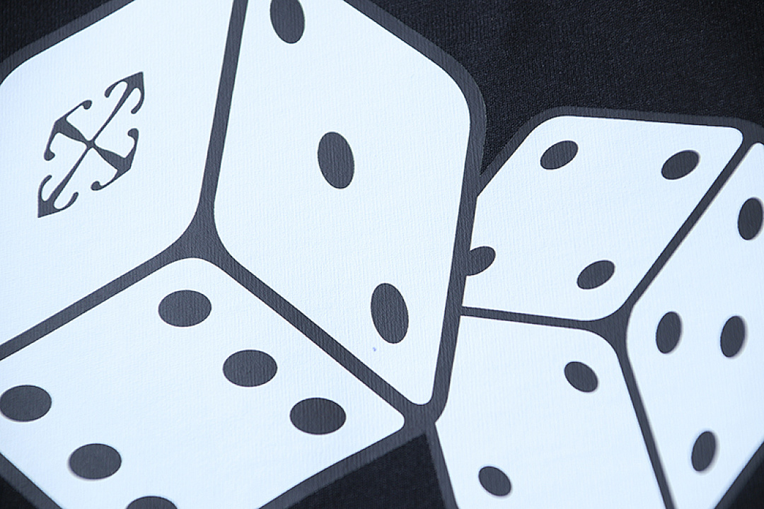EM Sneakers OFF-WHITE Hand-printed Dice T-shirt #1102 Black /White