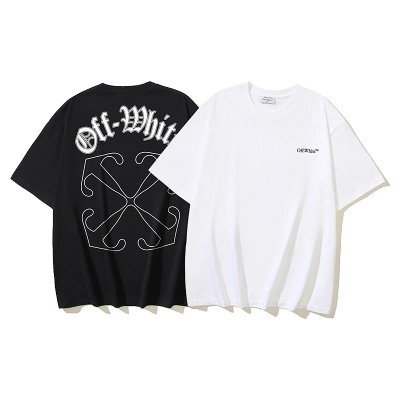EM Sneakers OFF-WHITE Hollow Arrow Print T-Shirt #1023 Black /White 01