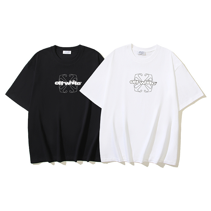 EM Sneakers OFF-WHITE Hollow Arrow Print T-shirt #1096 Black /White