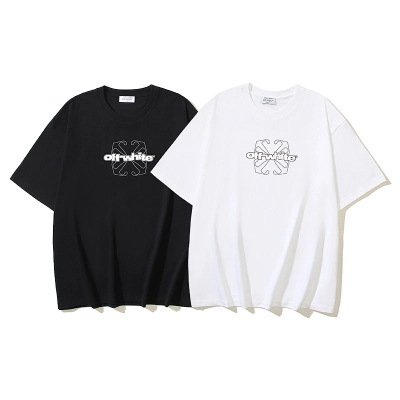 EM Sneakers OFF-WHITE Hollow Arrow Print T-shirt #1096 Black /White 01