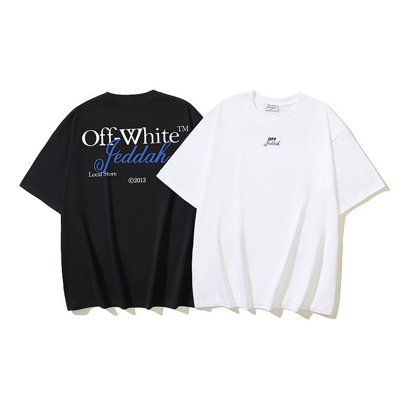 EM Sneakers OFF-WHITE Jeddah Logo Print T-shirt #1096 Black /White