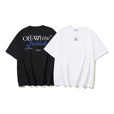 EM Sneakers OFF-WHITE Jeddah Logo Print T-shirt #1096 Black /White 01