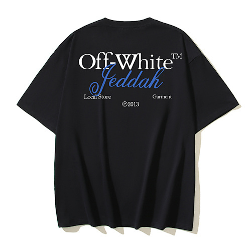 EM Sneakers OFF-WHITE Jeddah Logo Print T-shirt #1096 Black /White