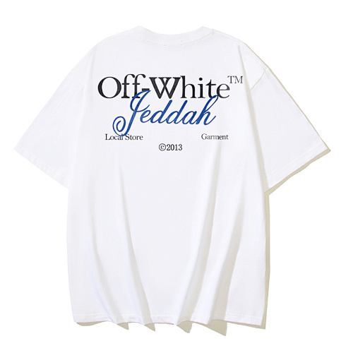 EM Sneakers OFF-WHITE Jeddah Logo Print T-shirt #1096 Black /White