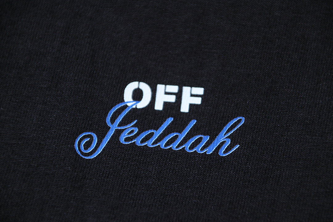 EM Sneakers OFF-WHITE Jeddah Logo Print T-shirt #1096 Black /White