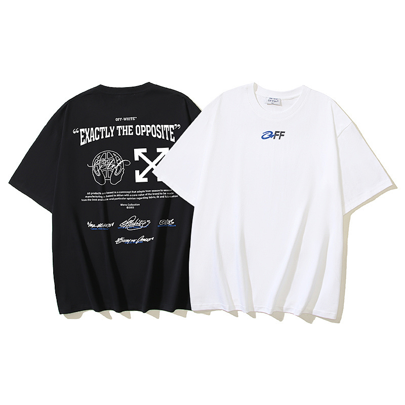 EM Sneakers OFF-WHITE Letter Arrow Print T-Shirt #199 Black /White