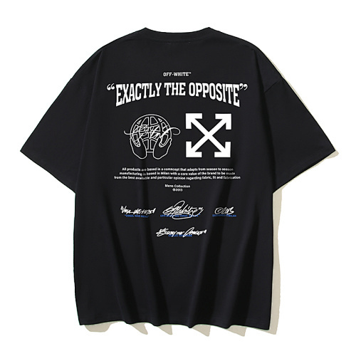 EM Sneakers OFF-WHITE Letter Arrow Print T-Shirt #199 Black /White