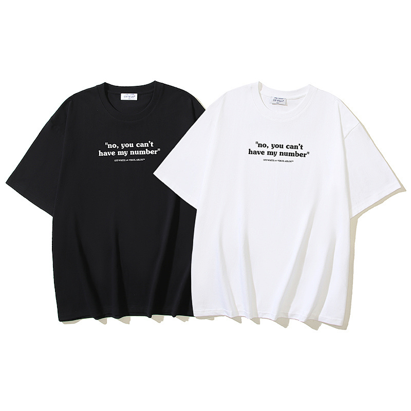 EM Sneakers OFF-WHITE Letter-Print T-Shirt #194 Black /White