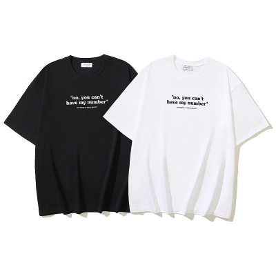 EM Sneakers OFF-WHITE Letter-Print T-Shirt #194 Black /White 01