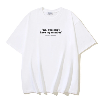 EM Sneakers OFF-WHITE Letter-Print T-Shirt #194 Black /White 02