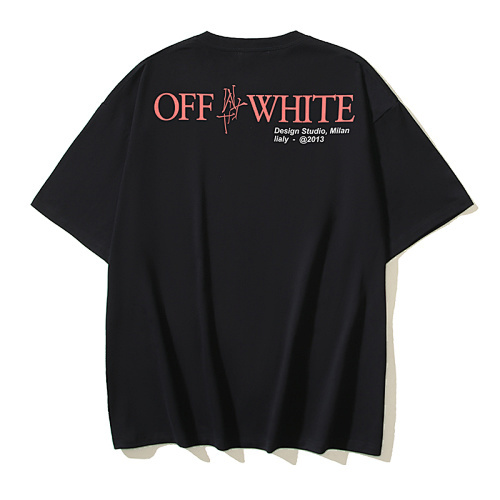 EM Sneakers OFF-WHITE Motorcycle Girl Print T-shirt #1122 Black /White /Blue