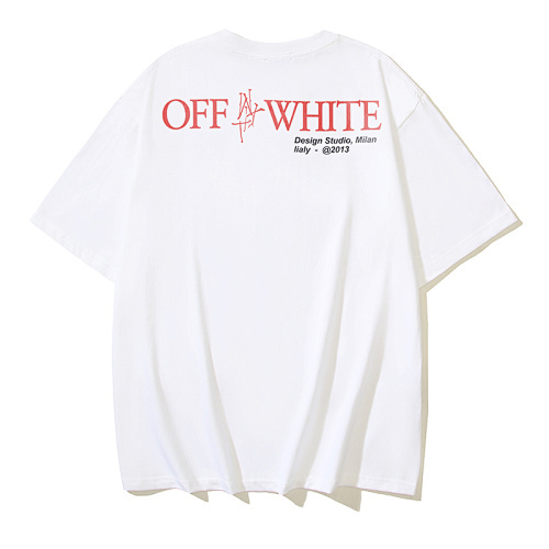 EM Sneakers OFF-WHITE Motorcycle Girl Print T-shirt #1122 Black /White /Blue