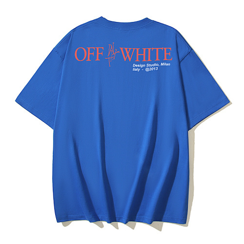 EM Sneakers OFF-WHITE Motorcycle Girl Print T-shirt #1122 Black /White /Blue