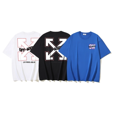 EM Sneakers OFF-WHITE OW Arrow Print T-shirt #1130 Black /White /Blue 01