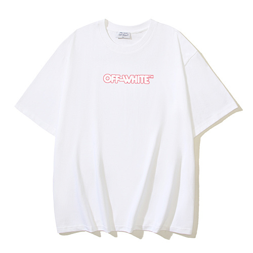 EM Sneakers OFF-WHITE Red-edged Logo Print T-shirt #1105 Black /White