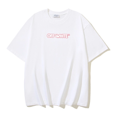 EM Sneakers OFF-WHITE Red-edged Logo Print T-shirt #1105 Black /White 02