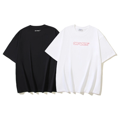 EM Sneakers OFF-WHITE Red-edged Logo Print T-shirt #1105 Black /White 01