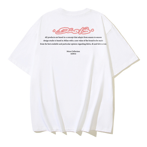 EM Sneakers OFF-WHITE Script Outline Letter Print T-shirt #1121 Black /White