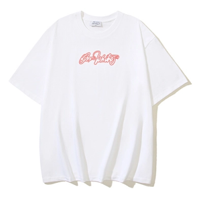 EM Sneakers OFF-WHITE Script Outline Letter Print T-shirt #1121 Black /White 02