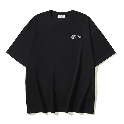 EM Sneakers OFF-WHITE Script Print T-shirt #1124 Black /White