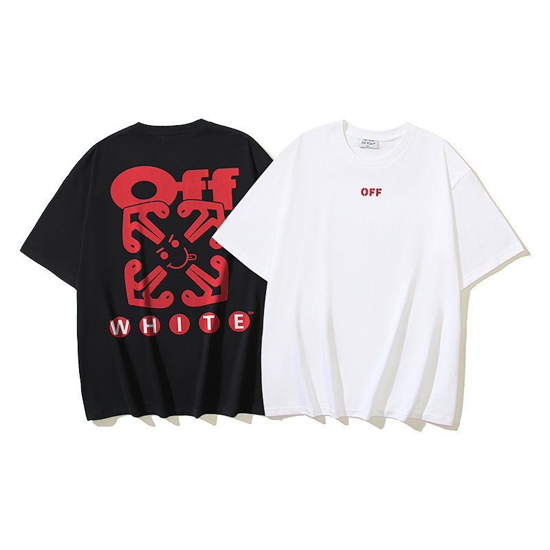EM Sneakers OFF-WHITE Smiling Arrow Print T-shirt #1090 Black /White