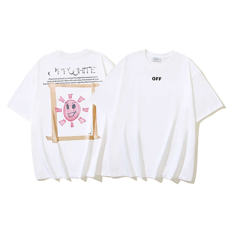 EM Sneakers OFF-WHITE Sun and Moon Print T-shirt #1092 White