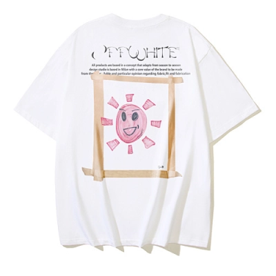 EM Sneakers OFF-WHITE Sun and Moon Print T-shirt #1092 White 02