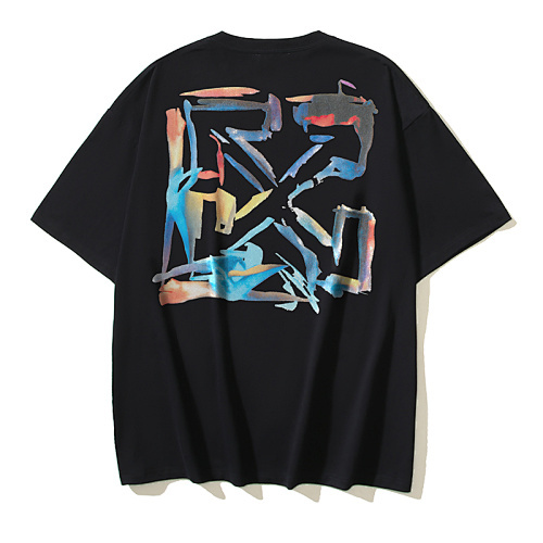 EM Sneakers OFF-WHITE Watercolor Arrow Print T-shirt #1127 Black /White /Blue