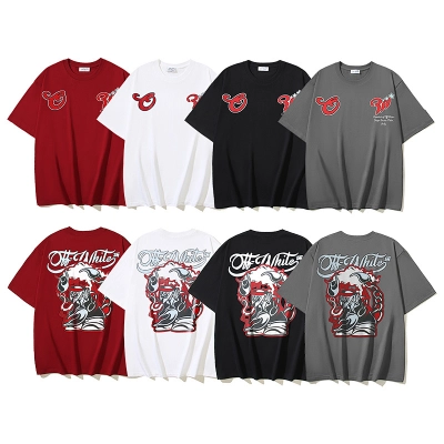 EM Sneakers OFF-WHITE Wizard Minotaur Cartoon Print T-shirt #1094 Black /White /Gray /Red 01