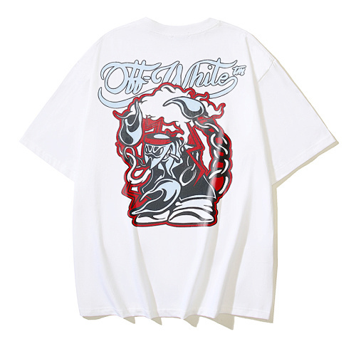 EM Sneakers OFF-WHITE Wizard Minotaur Cartoon Print T-shirt #1094 Black /White /Gray /Red