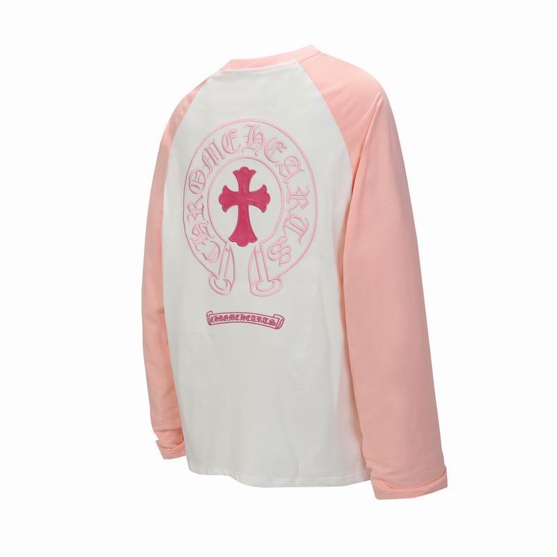 EM Sneakers Chrome Hearts 25FW Embroidered Horseshoe Patchwork Long Sleeves Pink and White