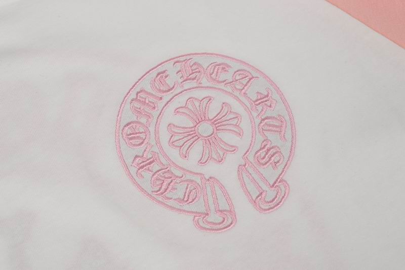 EM Sneakers Chrome Hearts 25FW Embroidered Horseshoe Patchwork Long Sleeves Pink and White