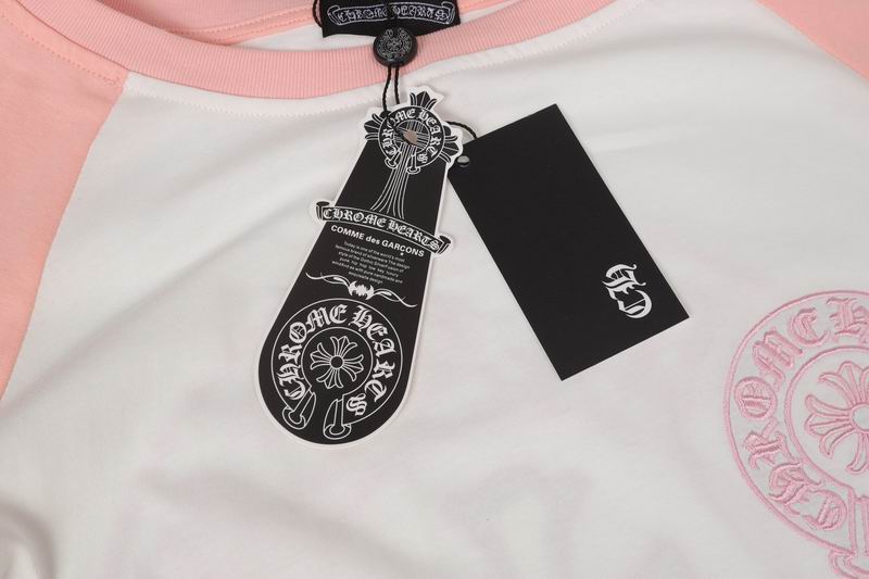 EM Sneakers Chrome Hearts 25FW Embroidered Horseshoe Patchwork Long Sleeves Pink and White