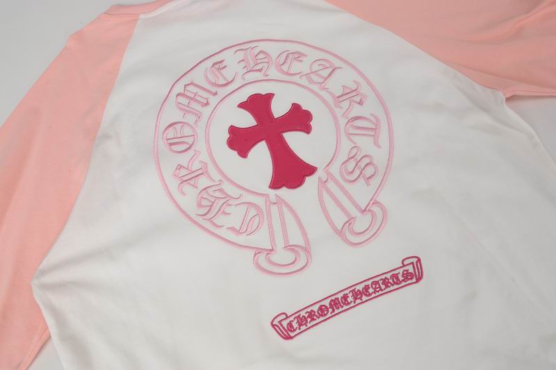 EM Sneakers Chrome Hearts 25FW Embroidered Horseshoe Patchwork Long Sleeves Pink and White