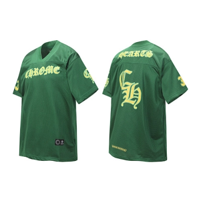 EM Sneakers Chrome Hearts Mesh Stadium Football Jersey T-shirt & Shorts Sets Green 02