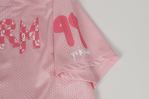 EM Sneakers Chrome Hearts Mesh Stadium Football Jersey T-shirt & Shorts Sets Pink