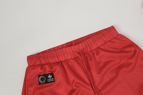 EM Sneakers Chrome Hearts Mesh Stadium Football Jersey T-shirt & Shorts Sets Red