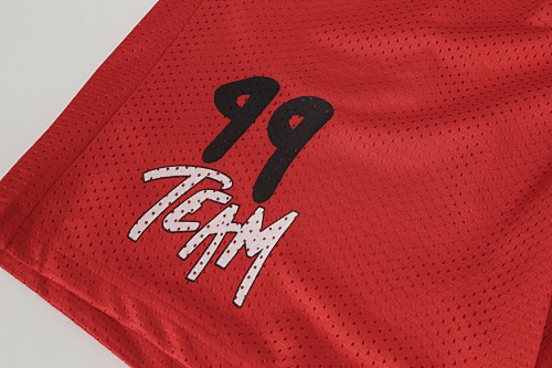 EM Sneakers Chrome Hearts Mesh Stadium Football Jersey T-shirt & Shorts Sets Red