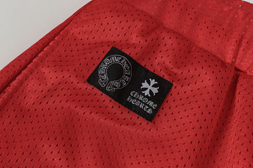 EM Sneakers Chrome Hearts Mesh Stadium Football Jersey T-shirt & Shorts Sets Red