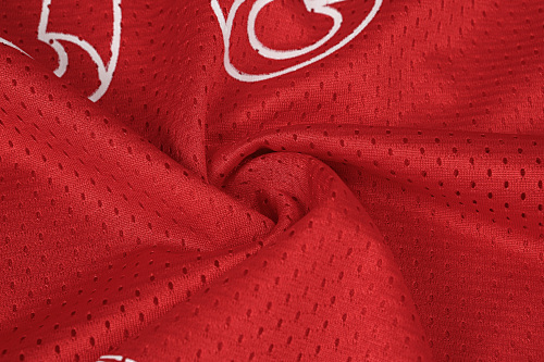 EM Sneakers Chrome Hearts Mesh Stadium Football Jersey T-shirt & Shorts Sets Red