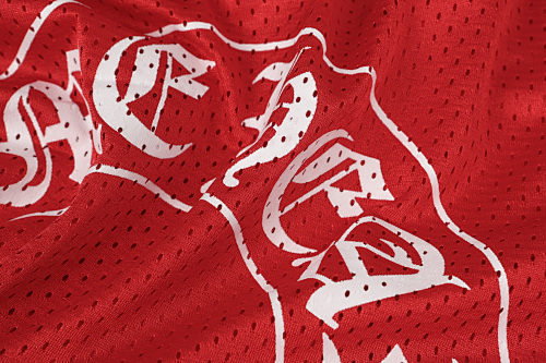 EM Sneakers Chrome Hearts Mesh Stadium Football Jersey T-shirt & Shorts Sets Red