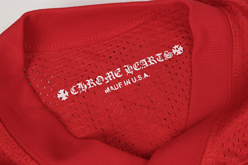 EM Sneakers Chrome Hearts Mesh Stadium Football Jersey T-shirt & Shorts Sets Red