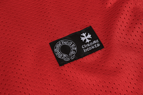 EM Sneakers Chrome Hearts Mesh Stadium Football Jersey T-shirt & Shorts Sets Red