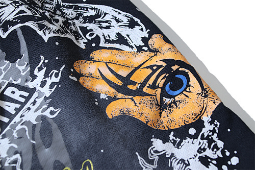 EM Sneakers Hellstar Distressed Casual Shorts with Washed and Splattered Ink #7805 Washed Black