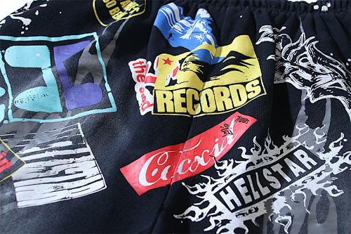 EM Sneakers Hellstar Distressed Casual Shorts with Washed and Splattered Ink #7805 Washed Black