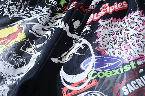 EM Sneakers Hellstar Distressed Casual Shorts with Washed and Splattered Ink #7805 Washed Black